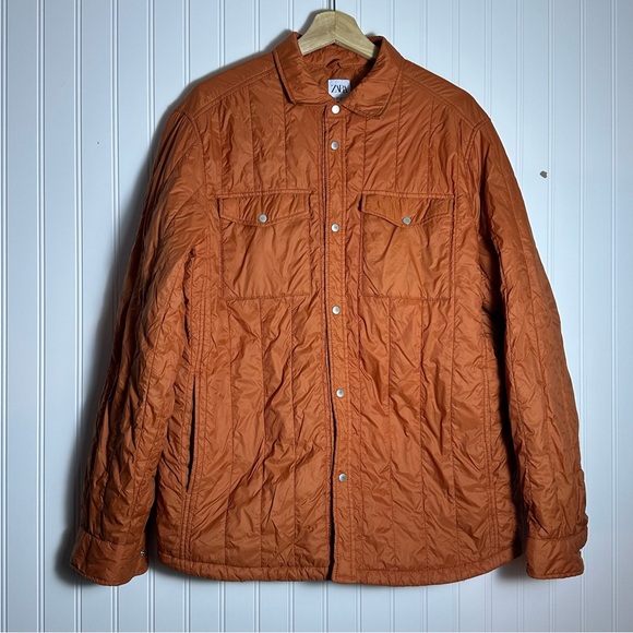 RARE High Quality Zara Man’s Quilted Shirt Jacket Shacket Pockets, lightweight L - Picture 5 of 13